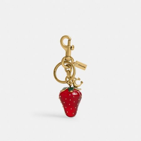 Coach Outlet Strawberry Bag Charm - Preorder — Brass/Red