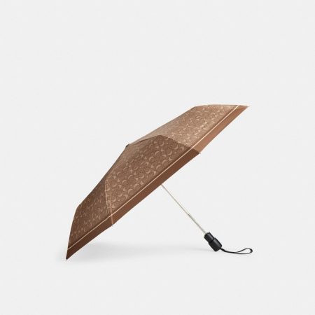 Coach Outlet Signature Umbrella - Preorder — Silver/Tan Multi