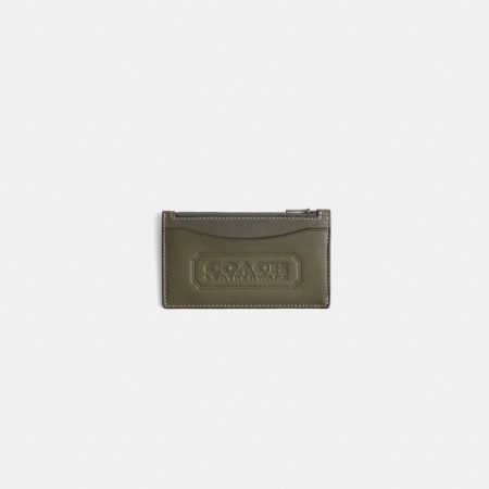 Coach Restored Zip Card Case With Coach Badge - Preorder — Army Green