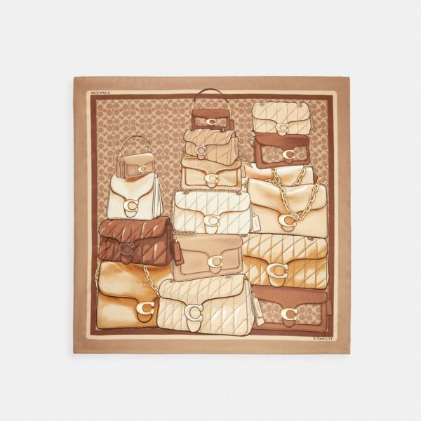Coach Outlet Stacked Tabby Bags Print Silk Square Scarf - Preorder