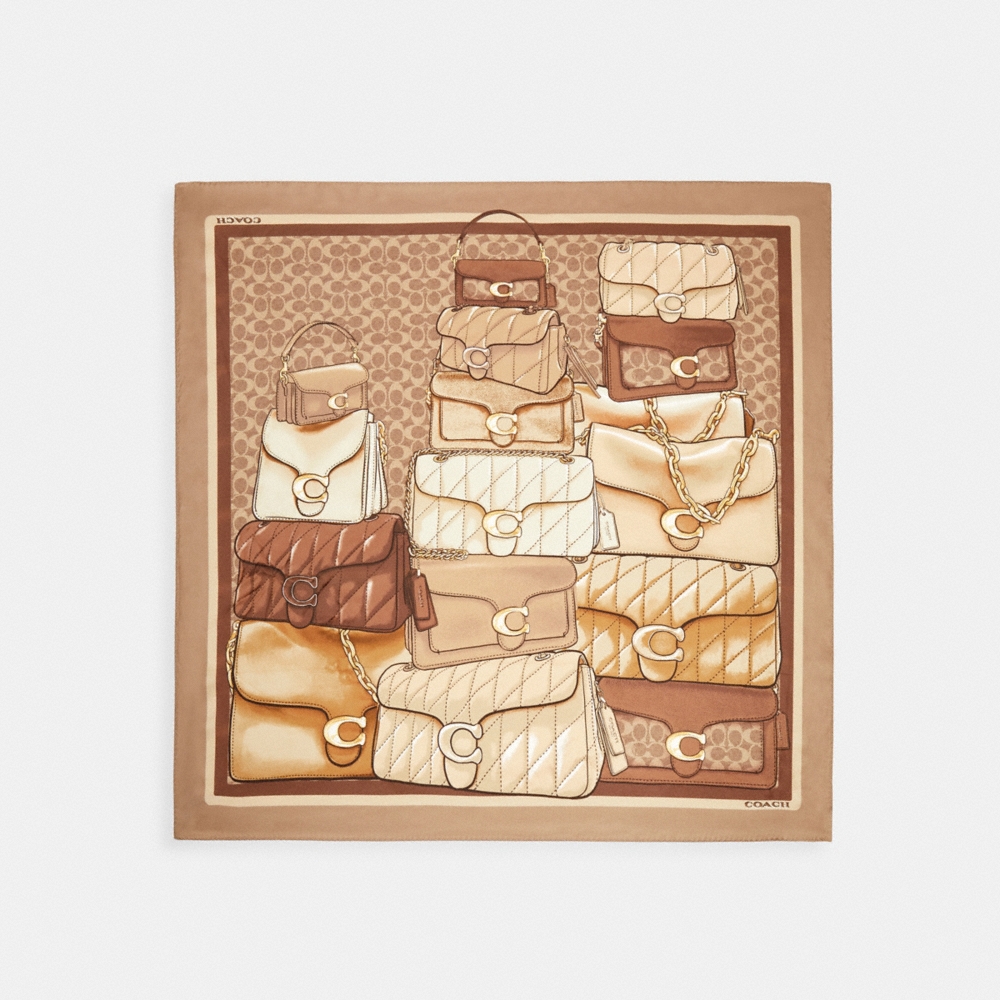 Coach Outlet Stacked Tabby Bags Print Silk Square Scarf - Preorder
