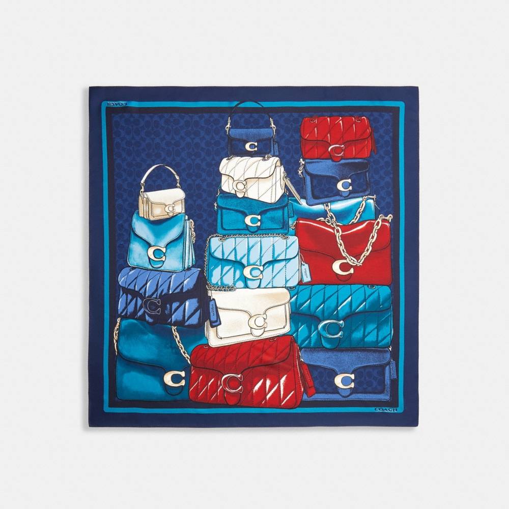 Coach Outlet Stacked Tabby Bags Print Silk Square Scarf - Preorder