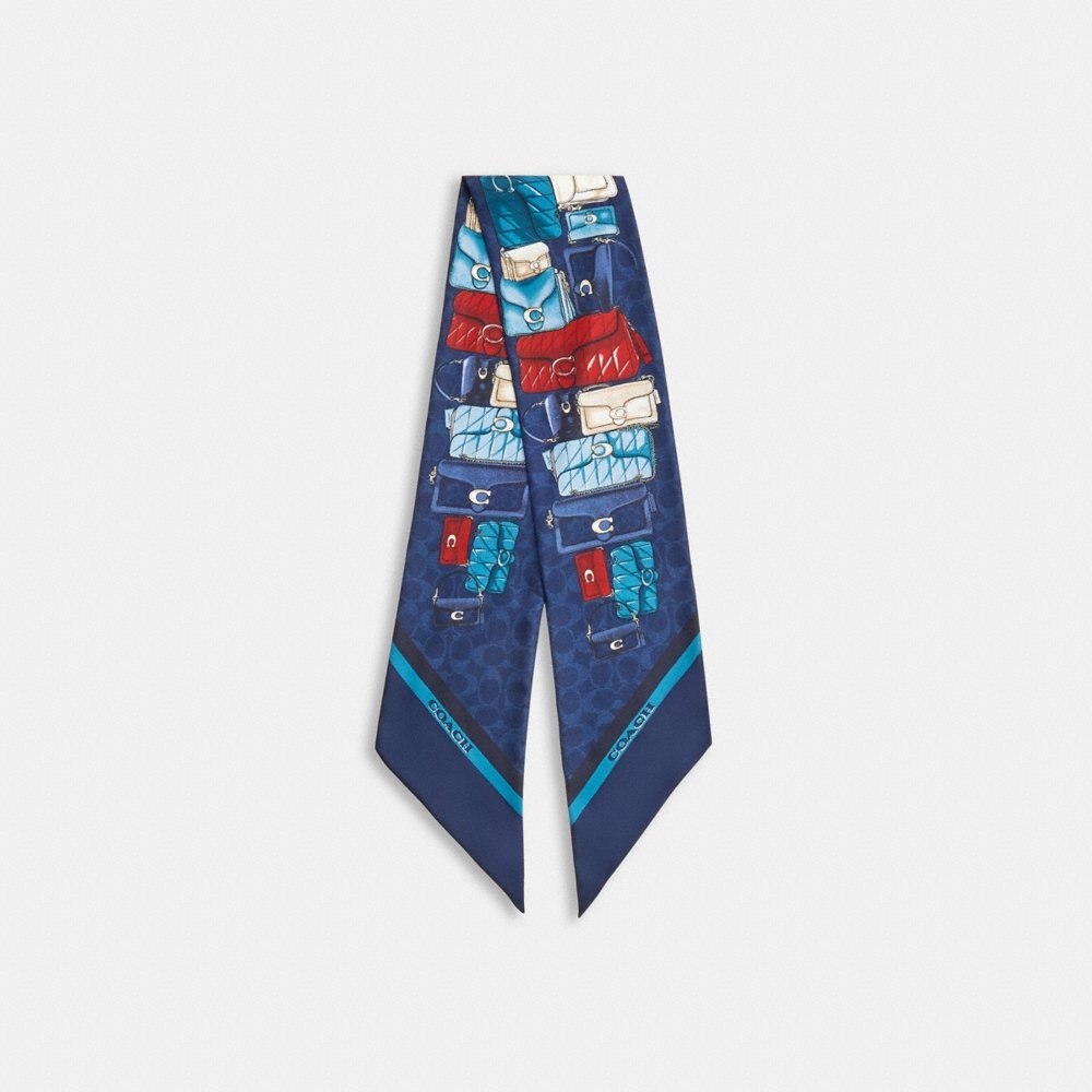 Coach Outlet Stacked Tabby Bags Print Silk Skinny Scarf - Preorder