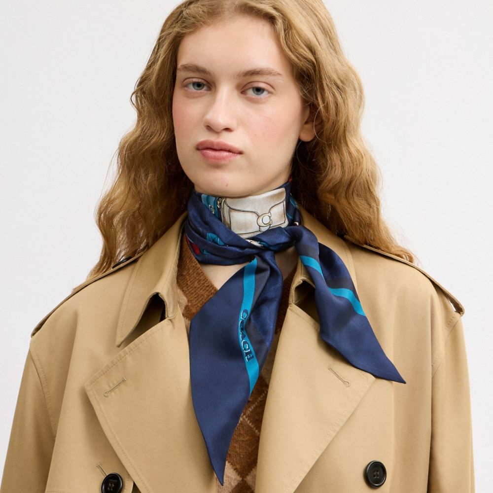 Coach Outlet Stacked Tabby Bags Print Silk Skinny Scarf - Preorder