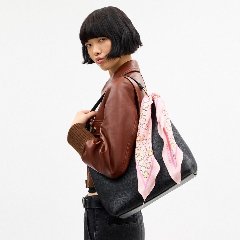 Coach Outlet Waterfall Tea Rose Print Silk Diamond Scarf - Preorder
