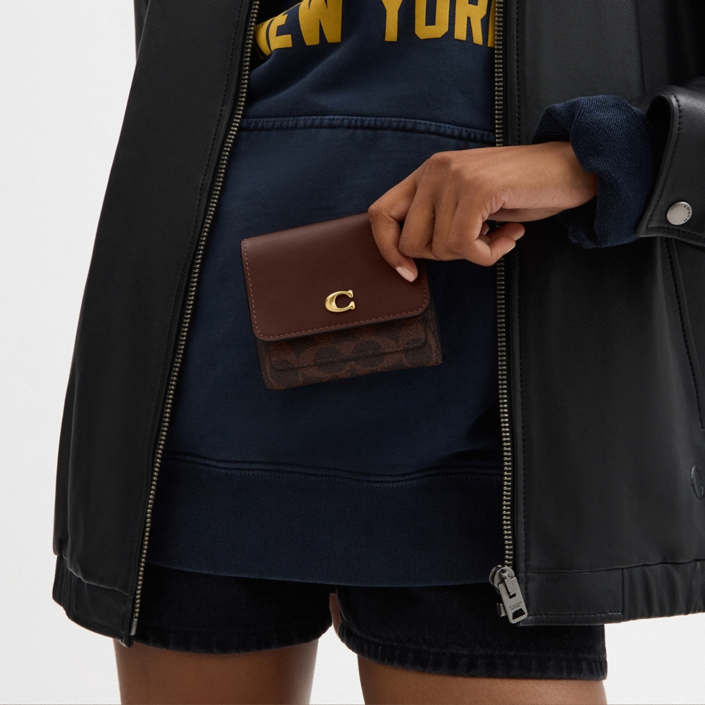 Coach Outlet Mila Small Flap Wallet In Signature Canvas - Preorder