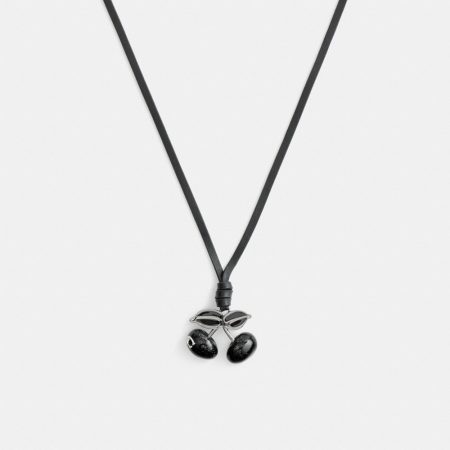 Coach Cherry Leather Necklace - Preorder — Black/Hematite