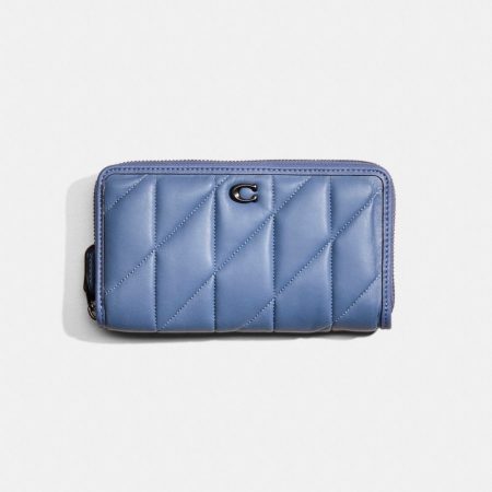 Coach Restored Accordion Zip Wallet - Preorder — Pewter/Washed Chambray
