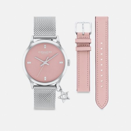 Coach Outlet Ruby Watch Gift Set, 32MM - Preorder — Stainless Steel/Blush