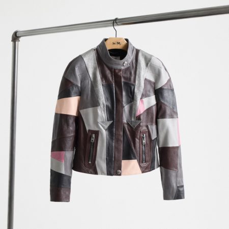 Coach Restored Leather Patchwork Racer Jacket - Preorder — Pink Multi