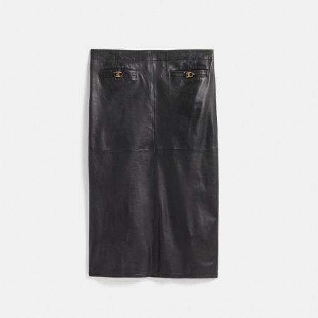 Coach Restored Heritage C Long Leather Skirt - Preorder — Black
