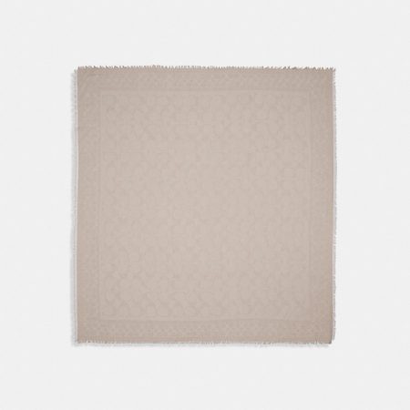 Coach Outlet Signature Oversized Square Scarf - Preorder — Oatmeal