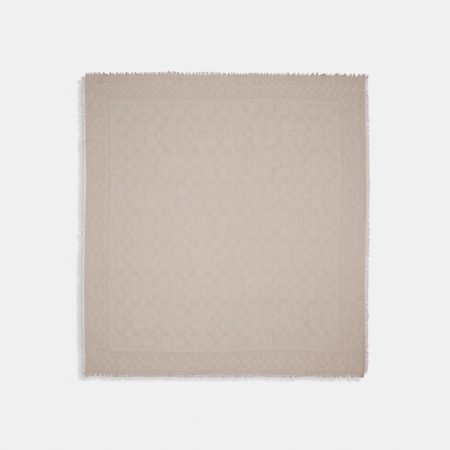 Coach Outlet Signature Oversized Square Scarf - Preorder — Oatmeal