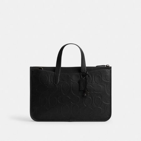Coach Outlet Isaac Workbag In Maxi Signature Leather - Preorder — Black