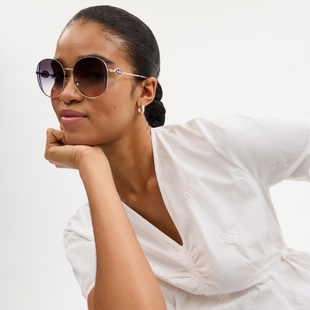 Coach Horse And Carriage Metal Round Sunglasses - Preorder