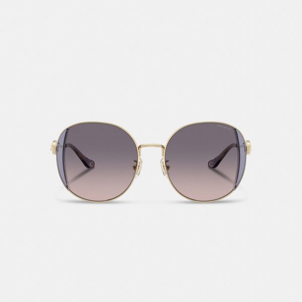 Coach Horse And Carriage Metal Round Sunglasses - Preorder