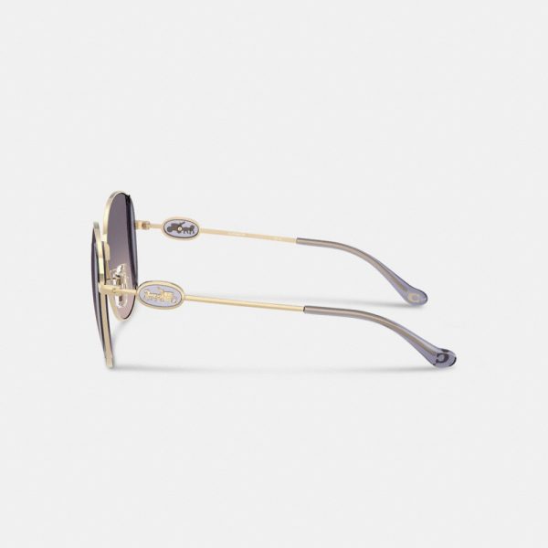 Coach Horse And Carriage Metal Round Sunglasses - Preorder