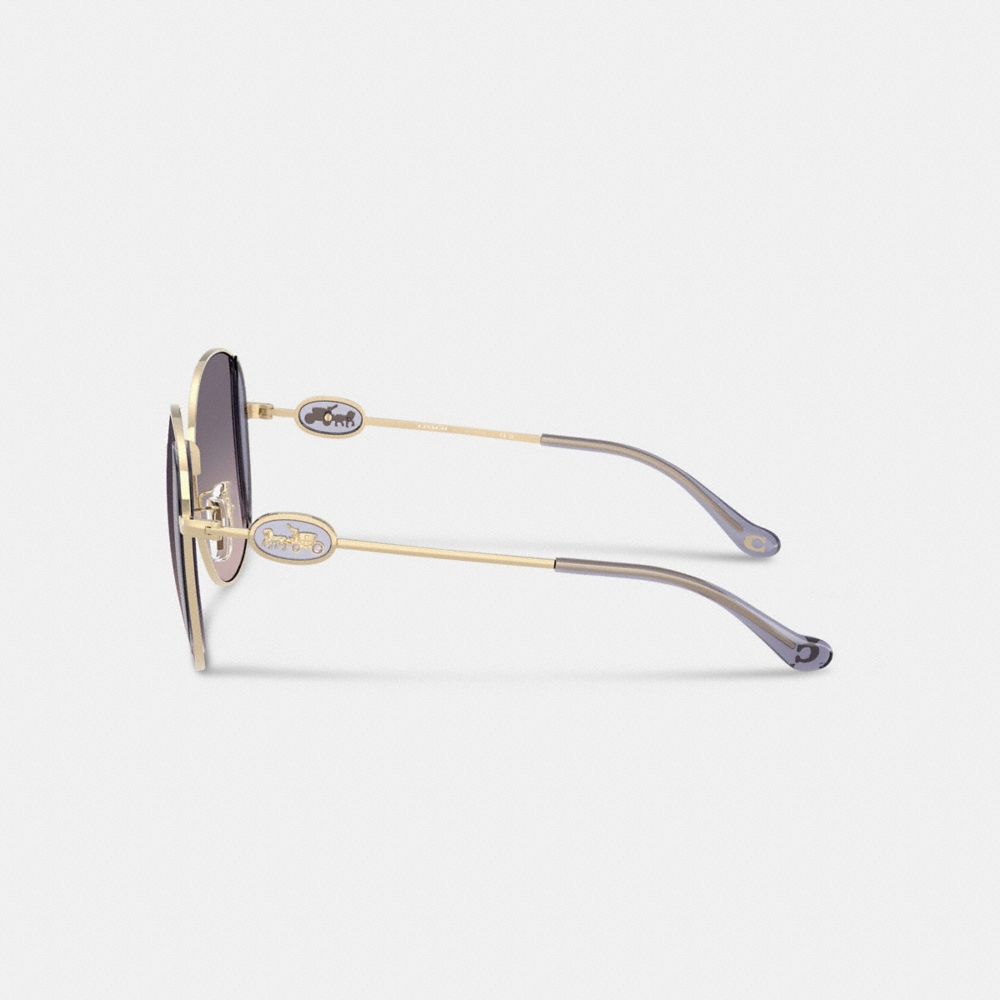 Coach Horse And Carriage Metal Round Sunglasses - Preorder