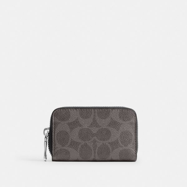 Coach Small Zip Around Card Case In Signature Canvas - Preorder