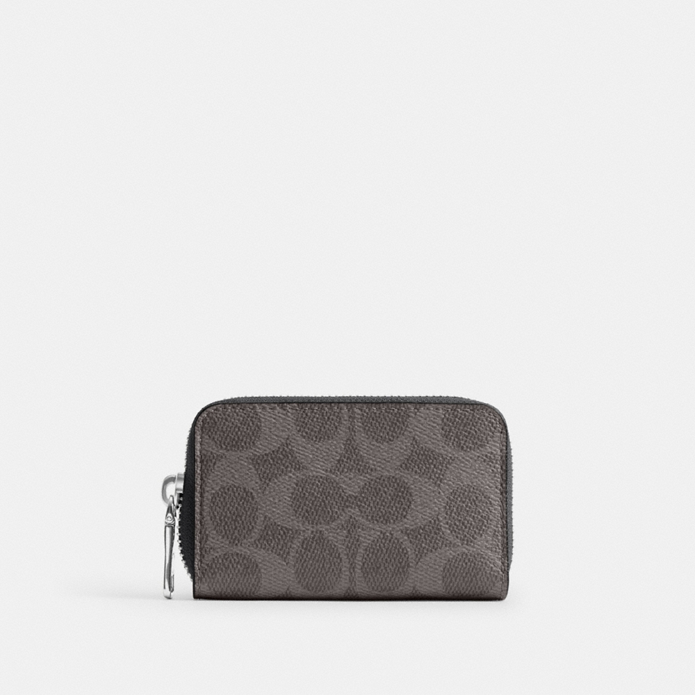 Coach Small Zip Around Card Case In Signature Canvas - Preorder