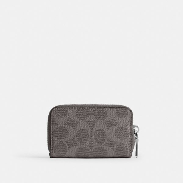 Coach Small Zip Around Card Case In Signature Canvas - Preorder