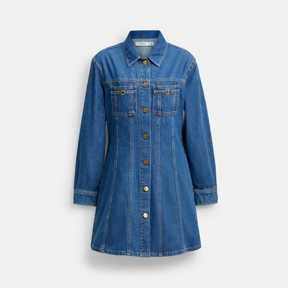 Coach Outlet Long Sleeve Denim Dress In Organic Cotton - Preorder