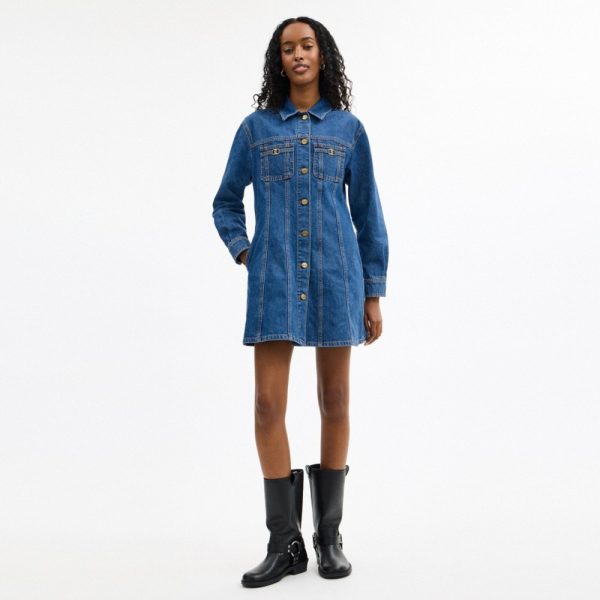 Coach Outlet Long Sleeve Denim Dress In Organic Cotton - Preorder
