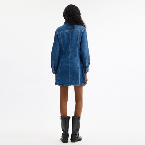 Coach Outlet Long Sleeve Denim Dress In Organic Cotton - Preorder