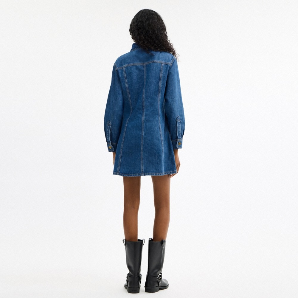 Coach Outlet Long Sleeve Denim Dress In Organic Cotton - Preorder