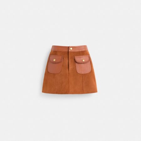 Coach Restored Braided Suede Mini Skirt - Preorder — Burnished Amber