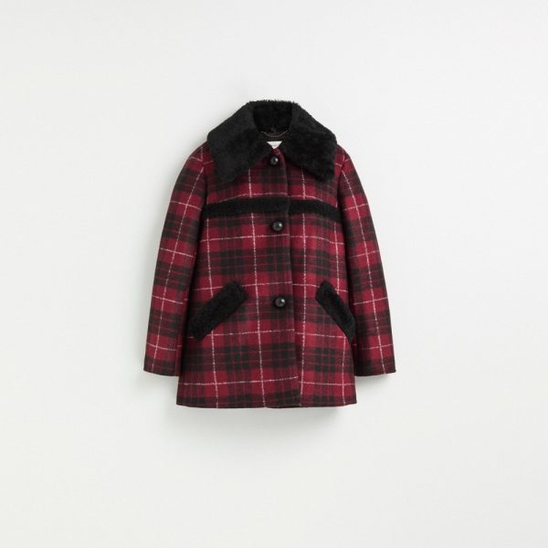 Coach Restored Plaid Wool Coat With Shearling Trim - Preorder