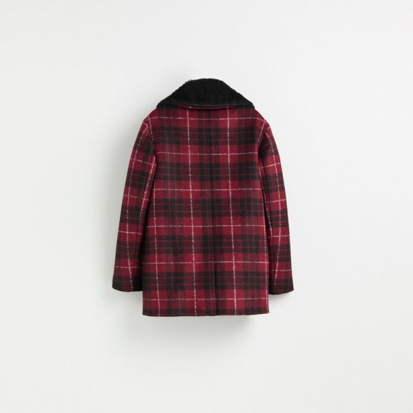 Coach Restored Plaid Wool Coat With Shearling Trim - Preorder