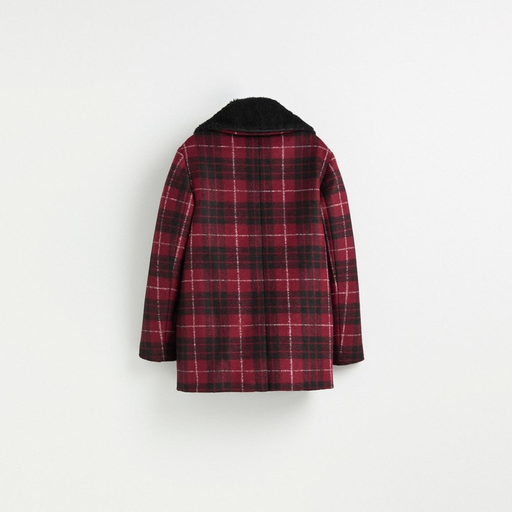 Coach Restored Plaid Wool Coat With Shearling Trim - Preorder