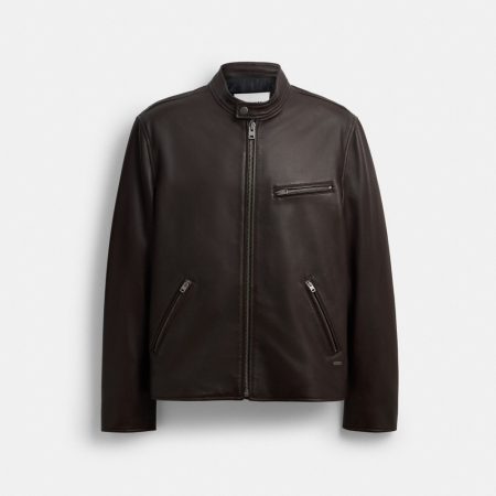 Coach Outlet Leather Racer Jacket - Preorder — Burnt Espresso