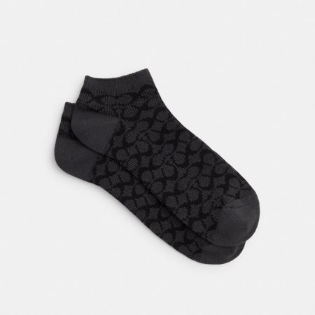Coach Outlet Signature Ankle Socks - Preorder — Charcoal