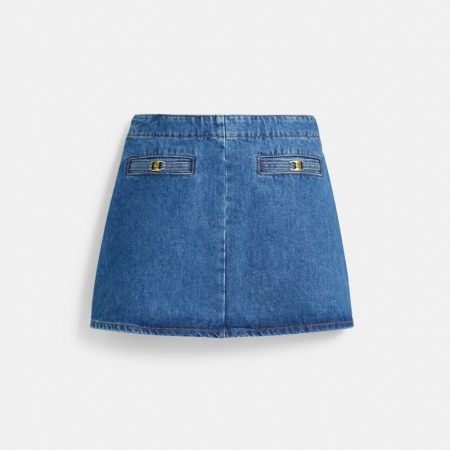 Coach Outlet Heritage C Denim Mini Skirt In Organic Cotton - Preorder — Medium Blue