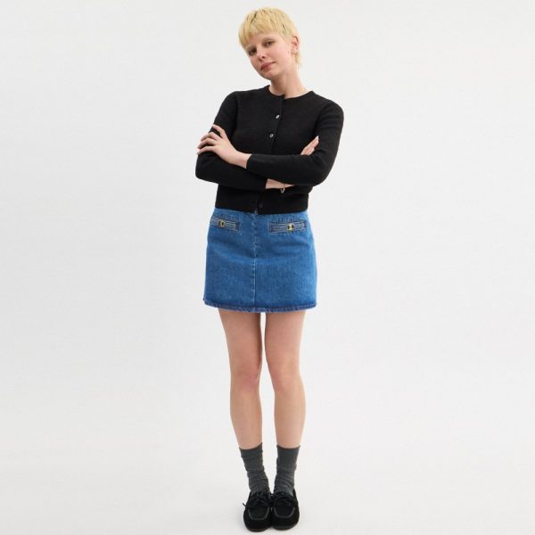 Coach Outlet Heritage C Denim Mini Skirt In Organic Cotton - Preorder