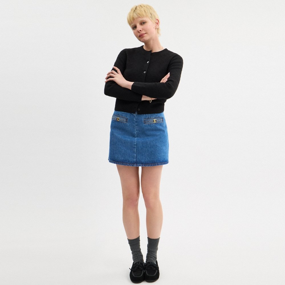 Coach Outlet Heritage C Denim Mini Skirt In Organic Cotton - Preorder