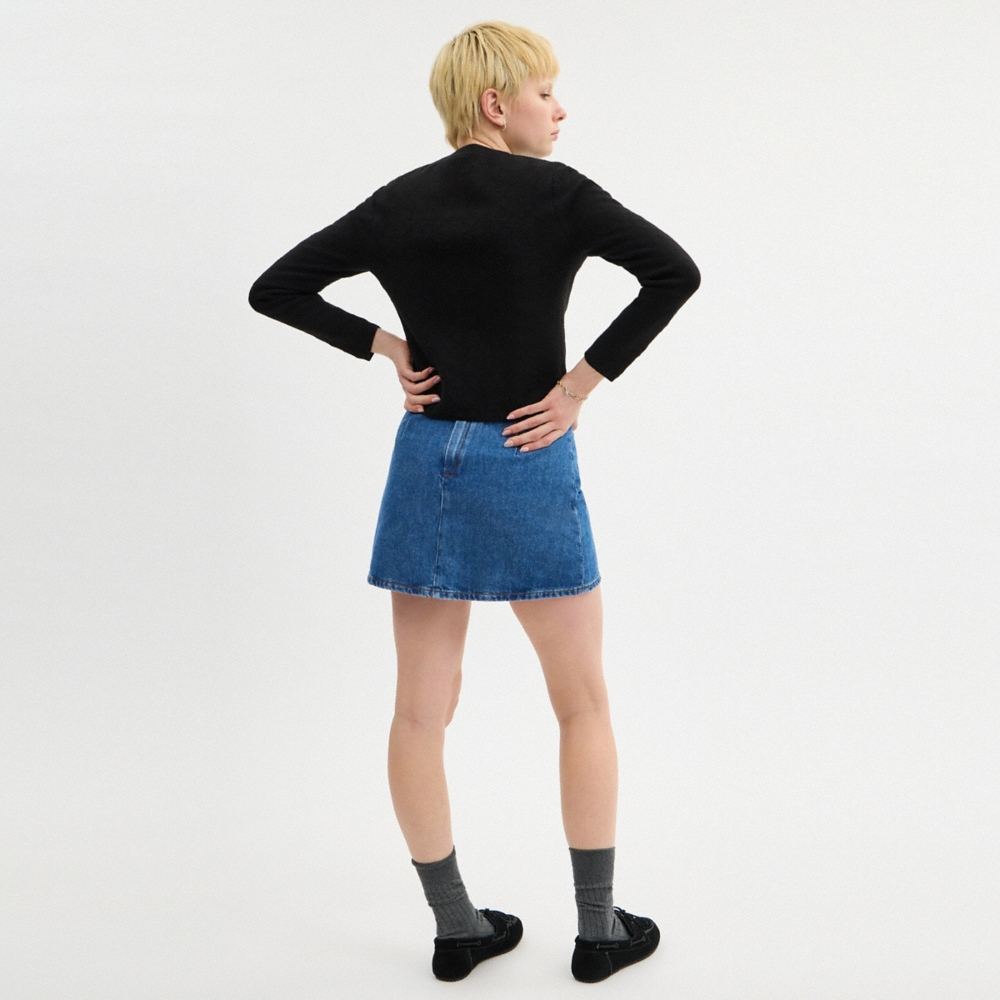 Coach Outlet Heritage C Denim Mini Skirt In Organic Cotton - Preorder