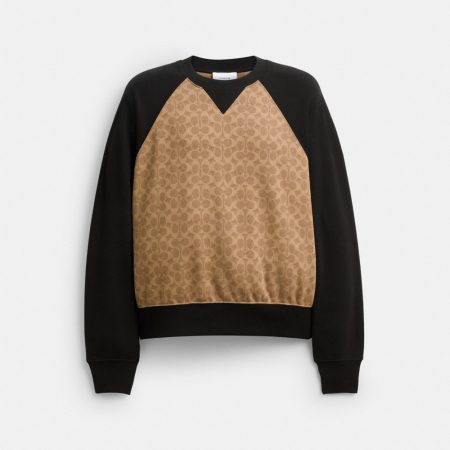 Coach Outlet Signature Crewneck Sweatshirt - Preorder — Tan Signature