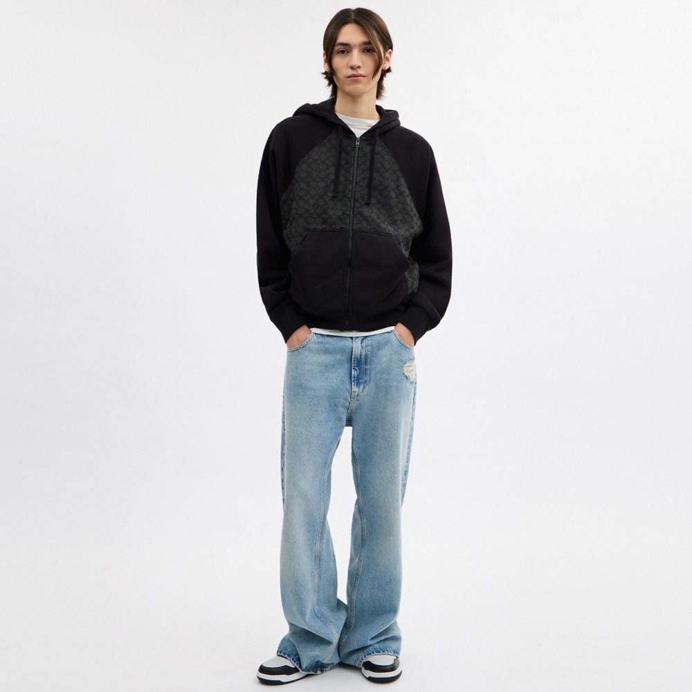 Coach Outlet Signature Full Zip Hoodie In Organic Cotton - Preorder