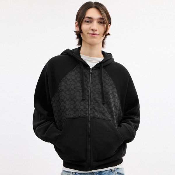 Coach Outlet Signature Full Zip Hoodie In Organic Cotton - Preorder