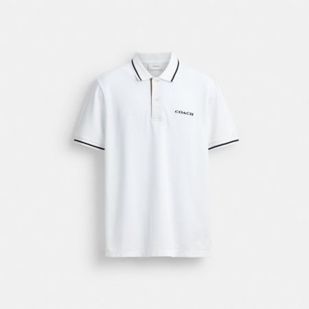 Coach Outlet Signature Trim Polo In Organic Cotton - Preorder — White
