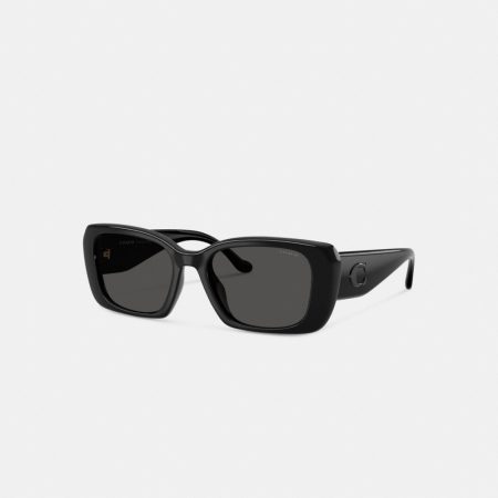 Coach Maxi Sculpted C Oversized Rectangle Sunglasses - Preorder — Black
