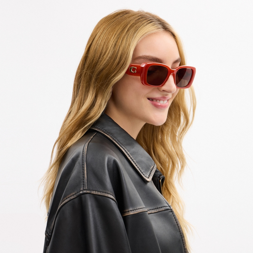 Coach Maxi Sculpted C Oversized Rectangle Sunglasses - Preorder