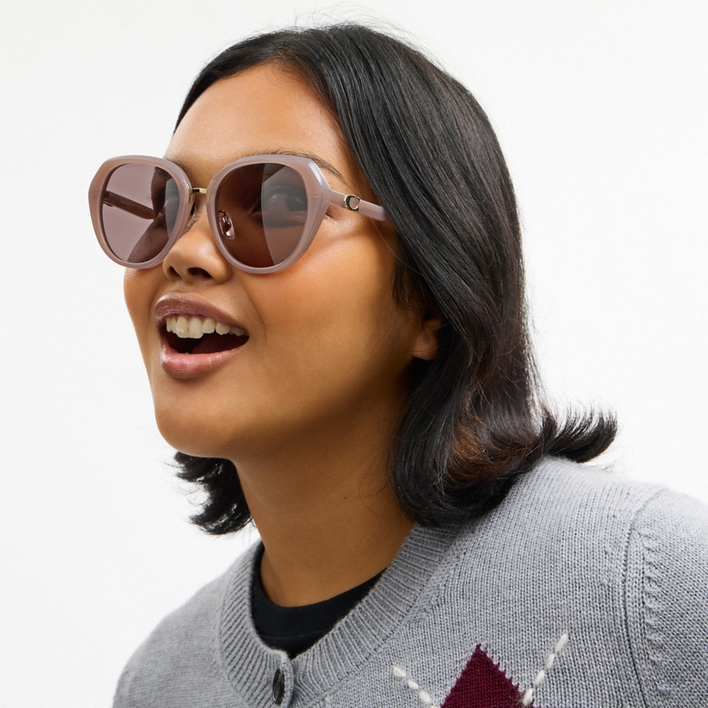 Coach Maxi Sculpted C Oversized Round Sunglasses - Preorder