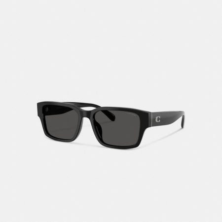 Coach Maxi Sculpted C Narrow Square Sunglasses - Preorder — Black