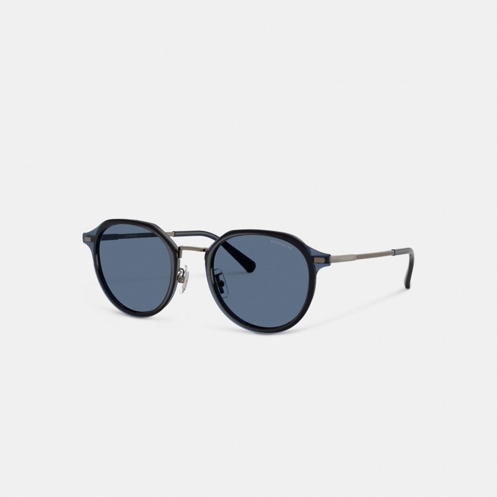 Coach Textured Metal Round Sunglasses - Preorder