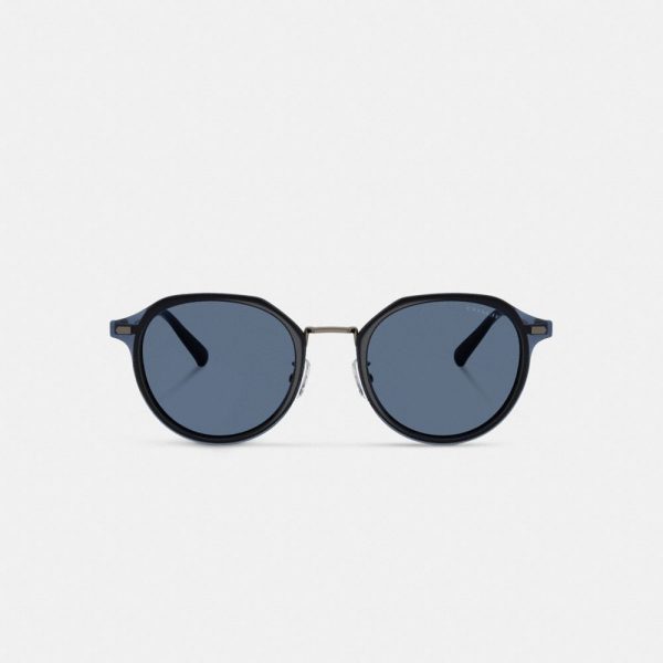 Coach Textured Metal Round Sunglasses - Preorder
