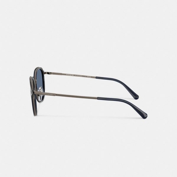 Coach Textured Metal Round Sunglasses - Preorder